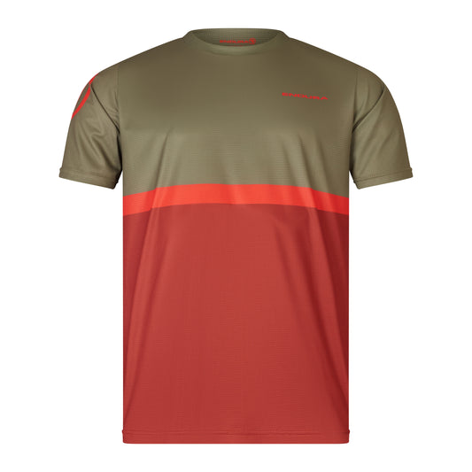 Maillot ENDURA SINGLETRACK CORE TEE II Manches Courtes Kaki/Rouge 2025