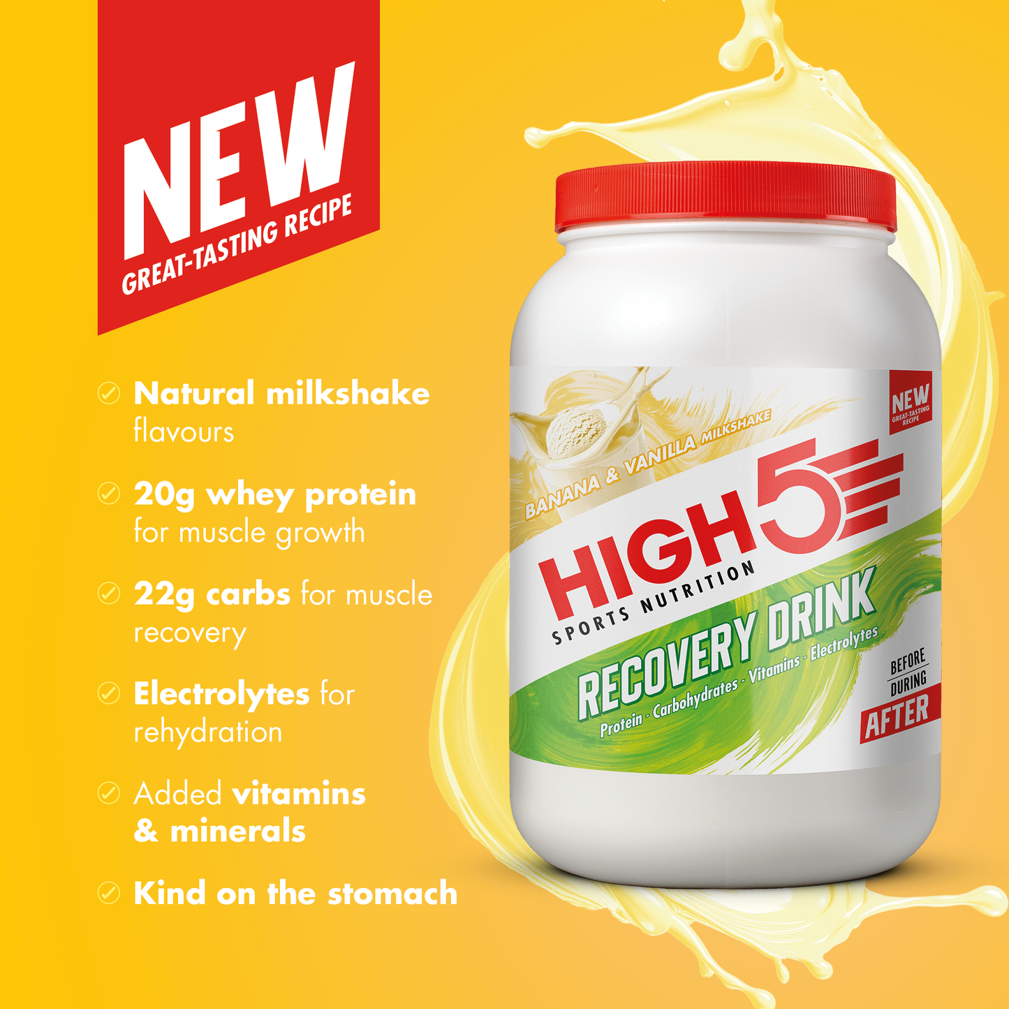 Erholungsgetränk HIGH5 RECOVERY DRINK (450g) Banane Vanille Milkshake