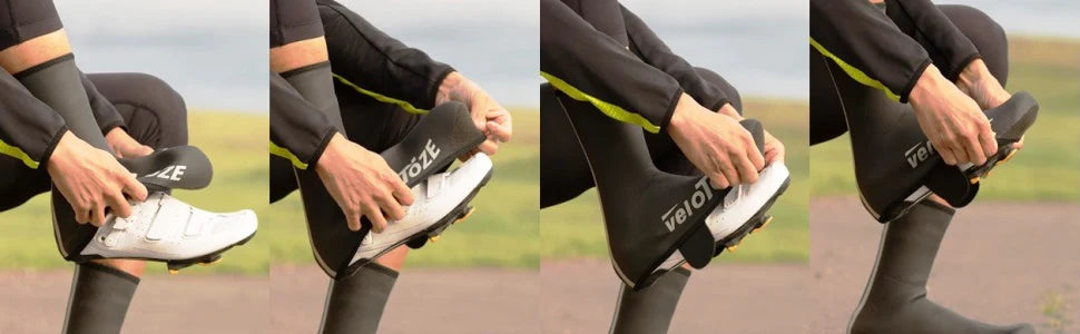 VELOTOZE Neopren-Überschuhe, hoch, Schwarz/Weiß