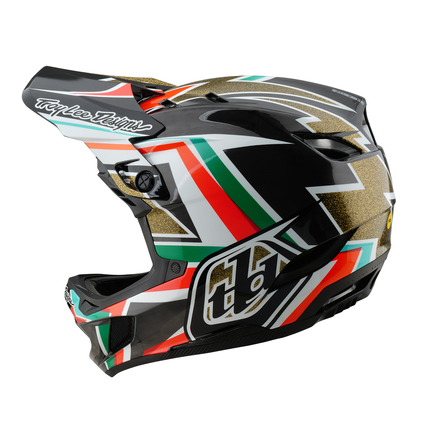 MTB-Helm TROY LEE DESIGNS D4 CARBON MIPS FRAMES Schwarz/Gold