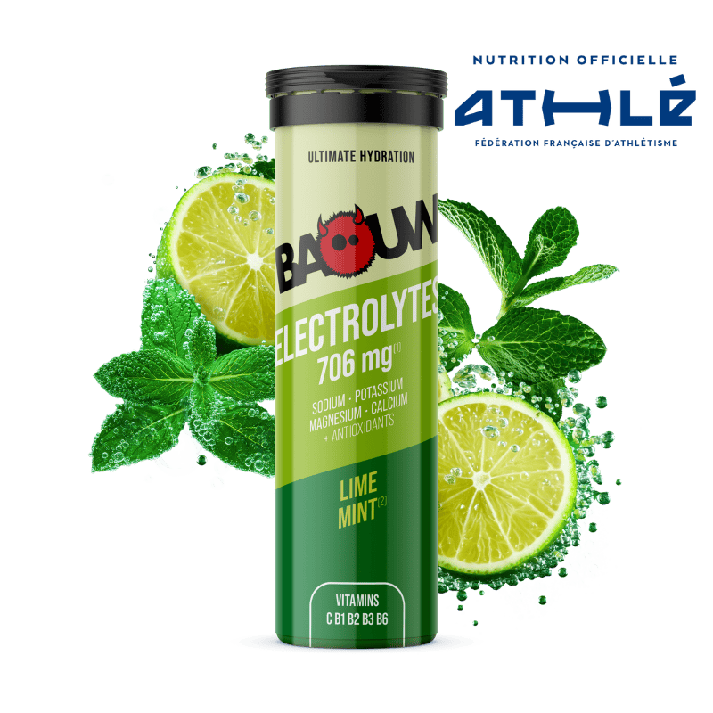 Boisson Énergétique BAOUW (Tube de 10 Pastilles) Citron Vert/Menthe