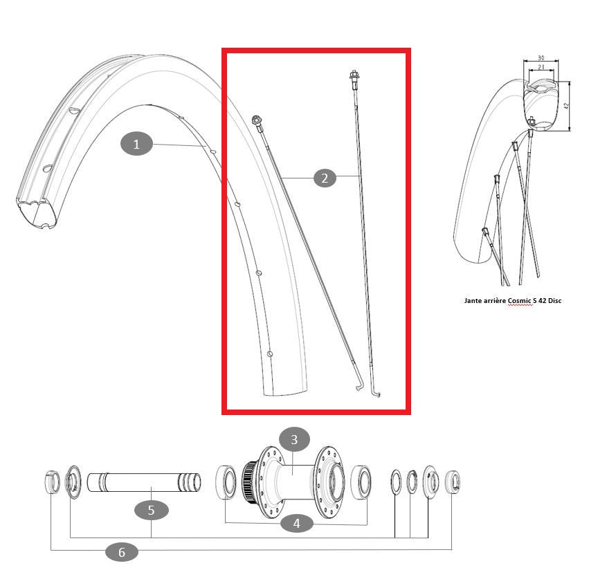12-Speichen-Set Vorder-/Vorderrad MAVIC COSMIC S42 273mm