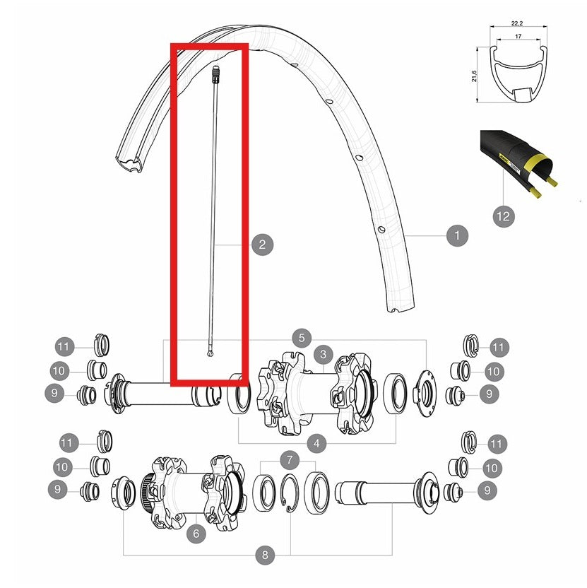 Kit 12 Rayons Av MAVIC KSYRIUM PRO ALLROAD 291,5mm