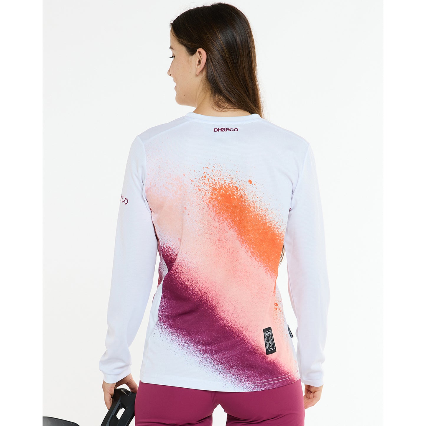 Maillot DHARCO GRAVITY FIREBIRD Manches Longues Femme Blanc/Orange