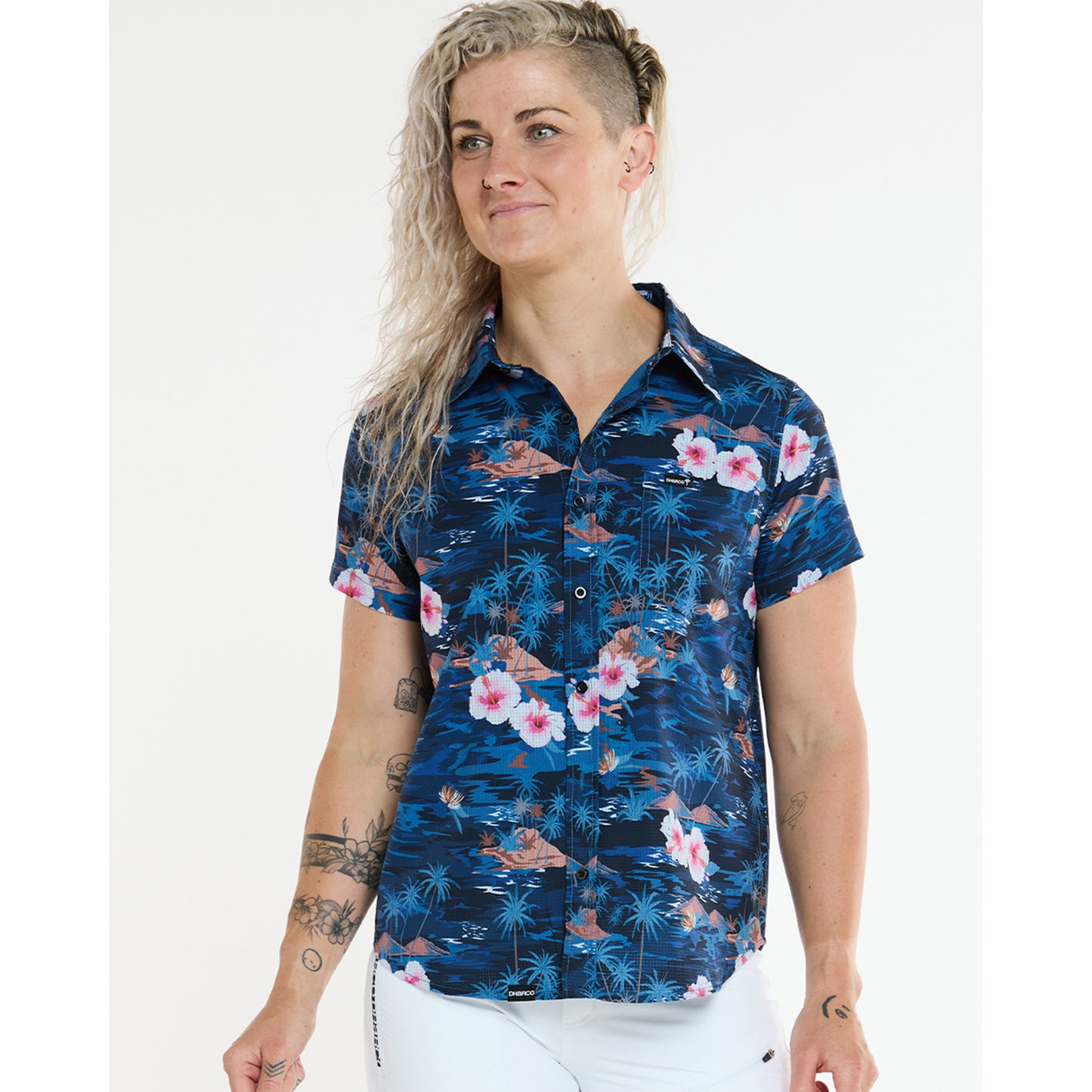 DHARCO TECH PARTY OASIS Damen Technisches Hemd Blau