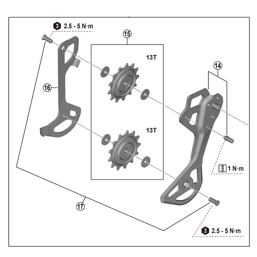 12V SHIMANO XTR RD-M8250 SGS Schaltwerksrollen hinten