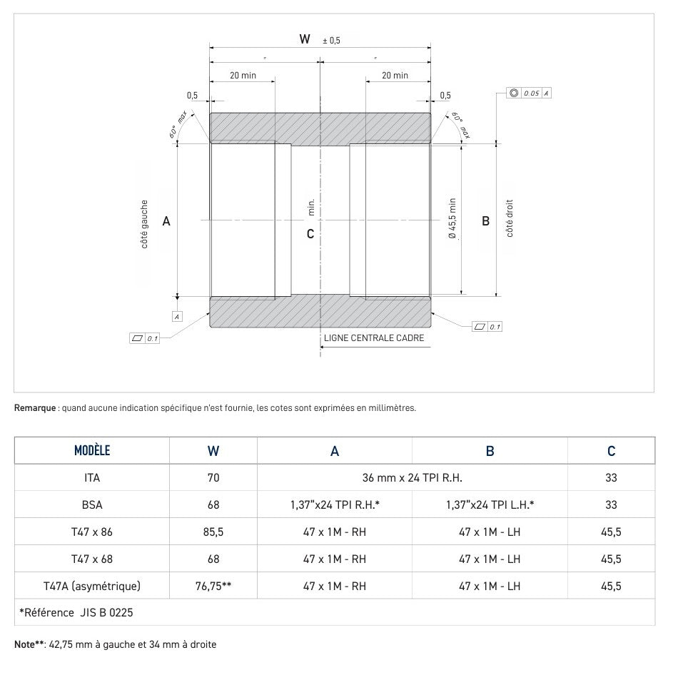Externes Tretlagergehäuse CAMPAGNOLO QCK-TECH - T47x68