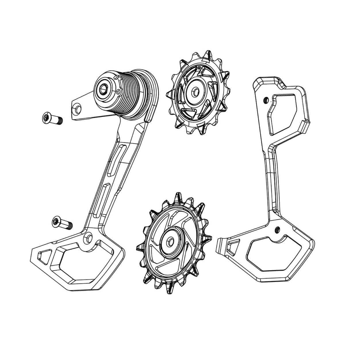 Galets et chape SRAM Eagle T-Type — schéma d'origine sur fond blanc