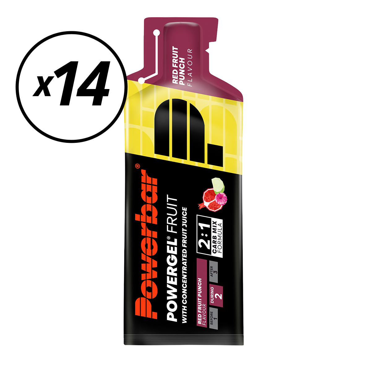 Lot de 14 Gels Énergétique POWERBAR POWERGEL FRUIT (41gr) Fruits rouges DLUO courte