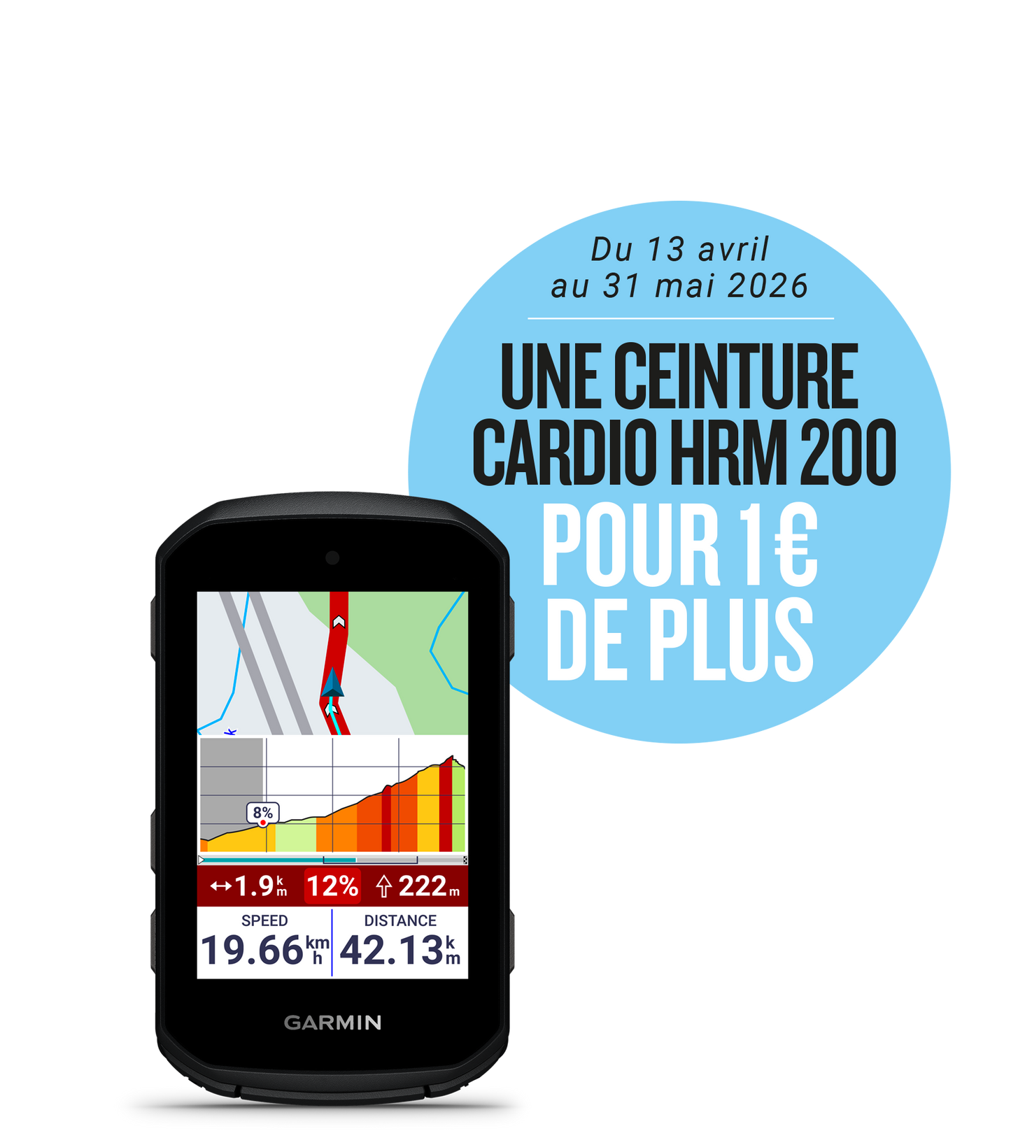 GPS GARMIN EDGE 550 + Votre Ceinture Cardio GARMIN HRM 200 pour 1€ de plus