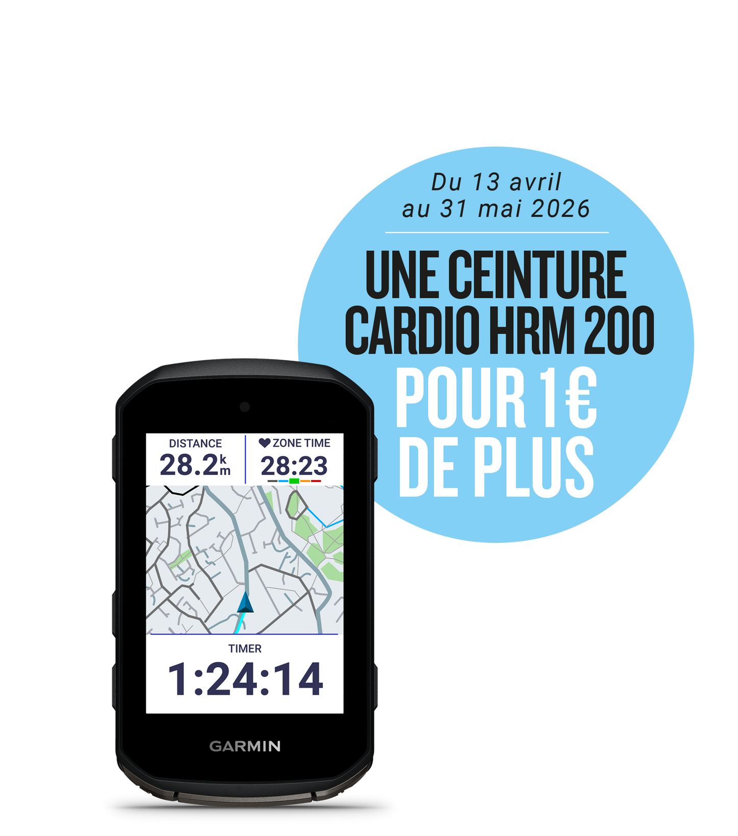 GARMIN EDGE 850 GPS + Ihr GARMIN HRM 200 Kardio-Gürtel für 1€ mehr