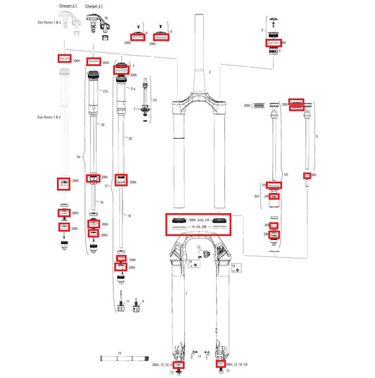Wartungskit 200 h/An ROCKSHOX LYRIK BASE/SELECT/SELECT+/ULTIMATE (2022+) GENERATION-D