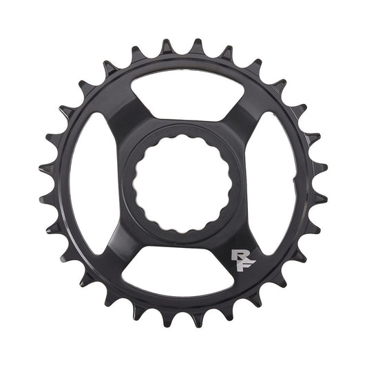 Plateau Mono RACE FACE NARROW WIDE 9/10/11/12V Cinch Direct Mount Noir/Acier — vue du plateau sur fond blanc