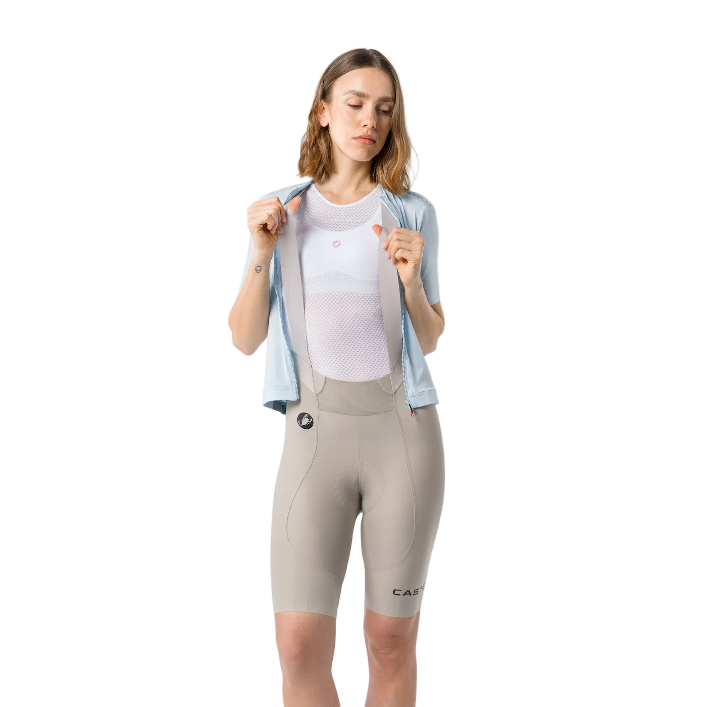 CASTELLI ESPRESSO 2 W DT Damen Kurz Trägerhose Clay Grau