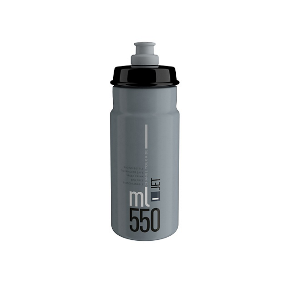 ELITE JET Trinkflasche Grau Logo Schwarz