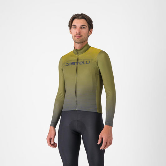 Maillot CASTELLLI APICE THERMAL Manches Longues Bleu/Mango Mojito