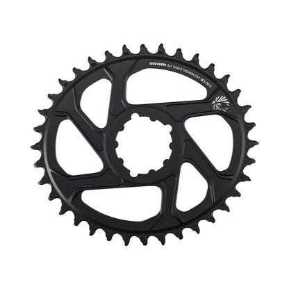 Plateau Mono SRAM EAGLE OVAL X-SYNC2 BOOST 11/12V Direct Mount Offset 3mm Alu Noir — vue du plateau sur fond blanc