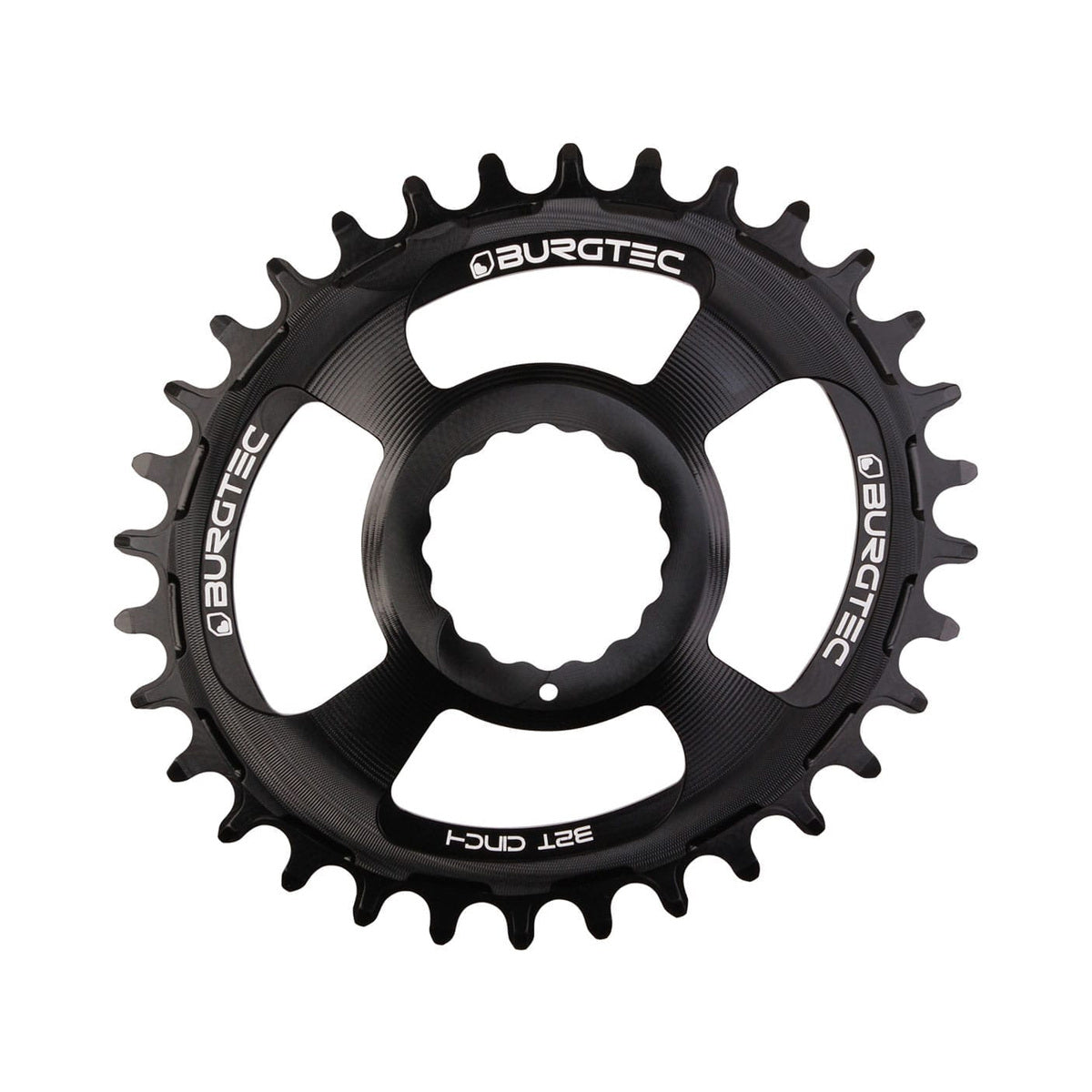 BURGTEC THICK THIN ovales RaceFace Cinch Narrow-Wide-Kettenblatt für Einfachantrieb, 10/11/12-fach, Direct Mount, schwarz — Ansicht des Kettenblatts vor weißem Hintergrund