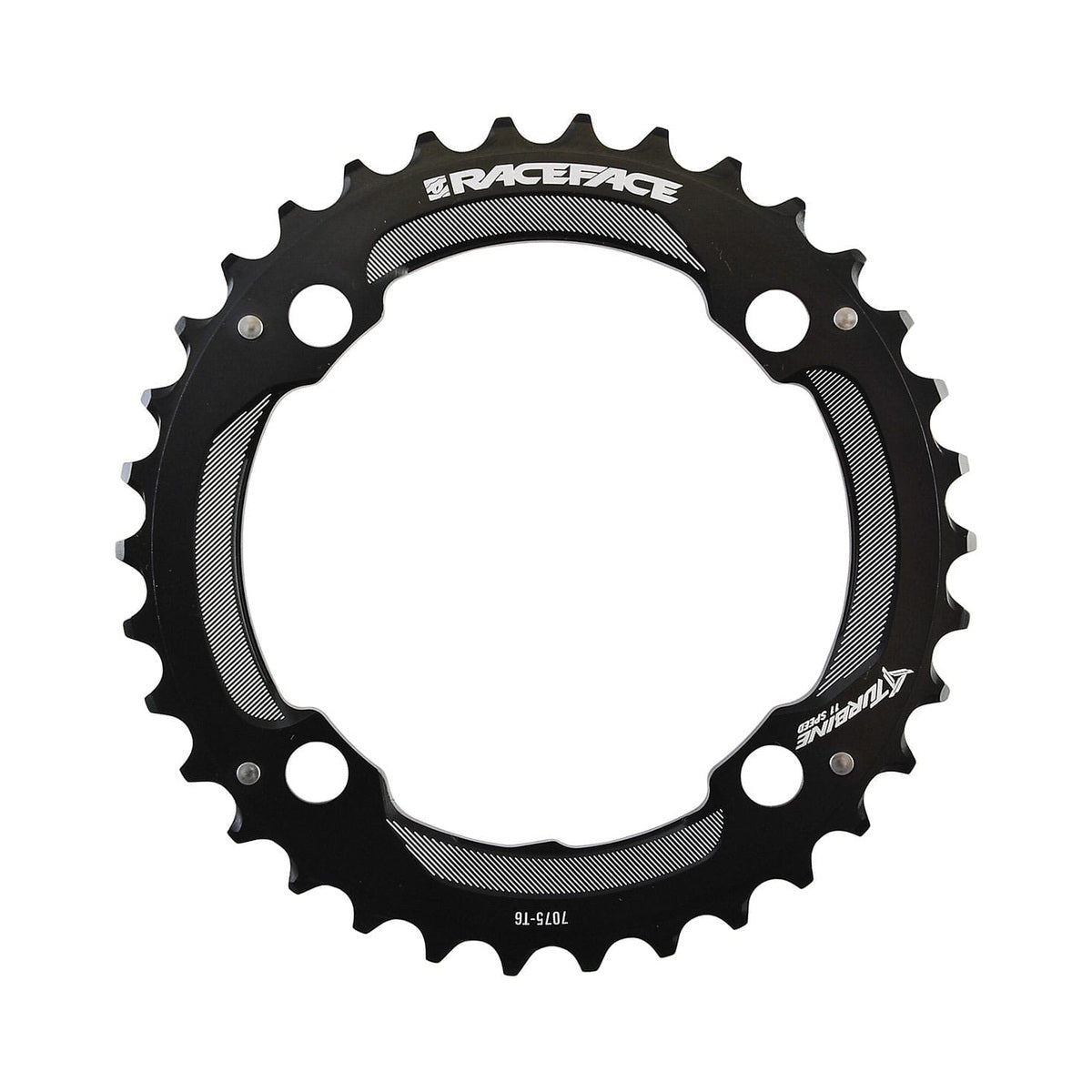 RACE FACE TURBINE äußeres Kettenblatt, 11-fach, 4-Loch, 104 mm — Ansicht des Kettenblatts vor weißem Hintergrund