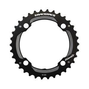 Plateau Extérieur RACE FACE TURBINE 11V 4 Trous 104mm — vue du plateau sur fond blanc