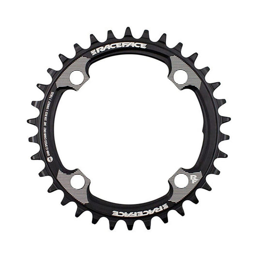 Plateau Mono RACE FACE  Compatible Shimano 12V 4 Trous 104mm Noir — vue du plateau sur fond blanc