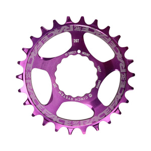 RACE FACE Narrow-Wide-Kettenblatt für Einfachantrieb, 9/10/11/12-fach, Cinch Direct Mount, violett — Ansicht des Kettenblatts vor weißem Hintergrund