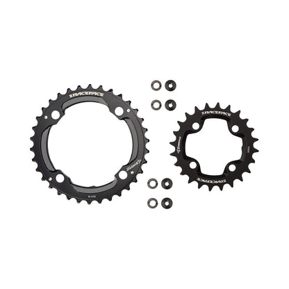 Set de Plateaux Double RACE FACE TURBINE 11V Noir — vue du plateau sur fond blanc