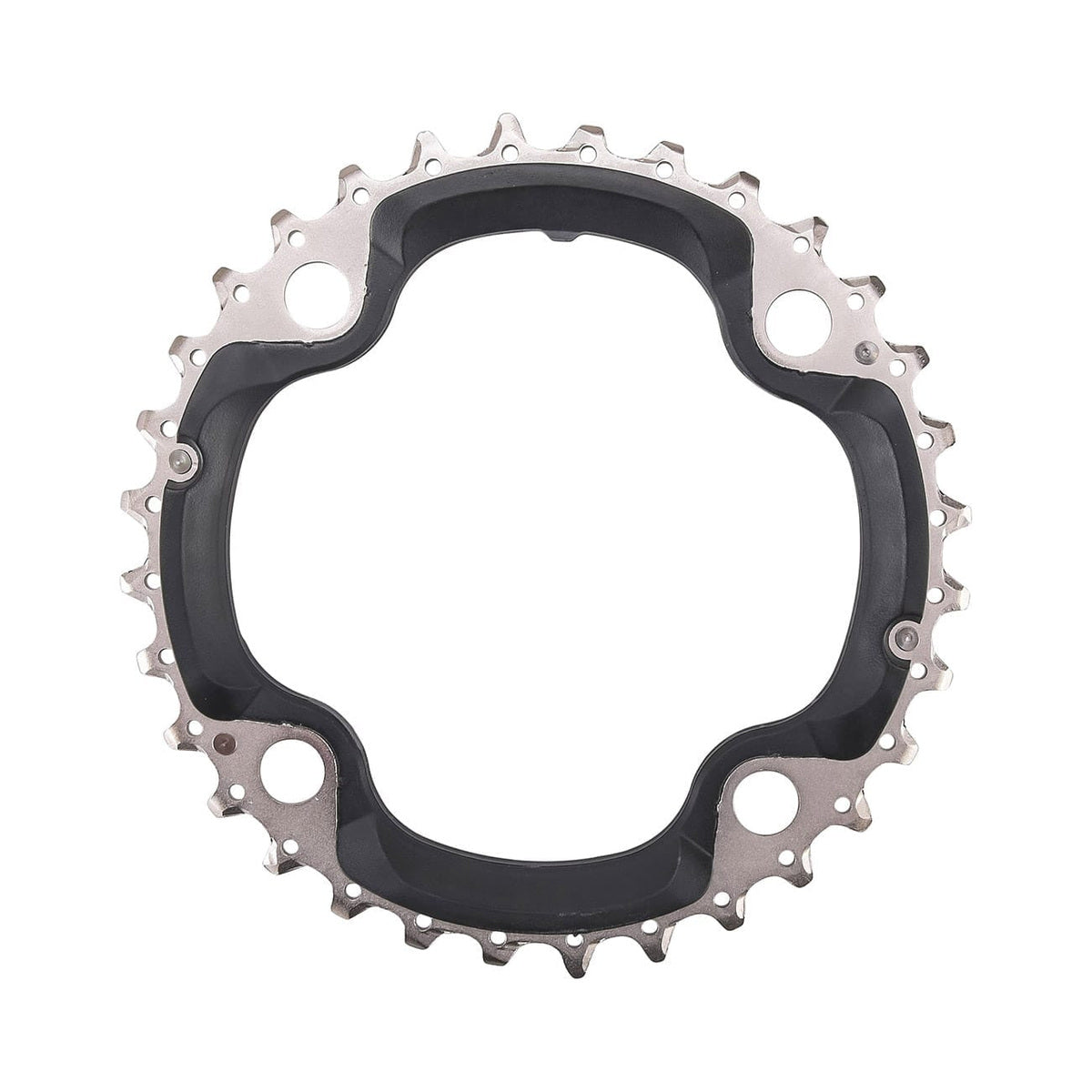 Plateau Intermédiaire SHIMANO DEORE M610 10V 4 Trous 104mm — vue du plateau sur fond blanc