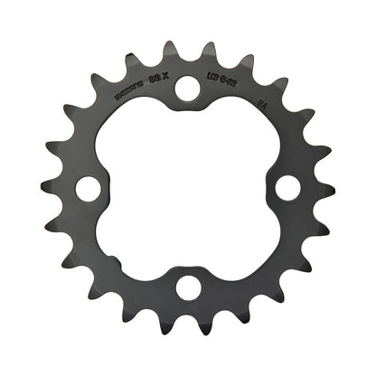 SHIMANO DEORE M590 inneres Kettenblatt, 9-fach, 4-Loch, 64 mm, schwarz — Ansicht des Kettenblatts vor weißem Hintergrund