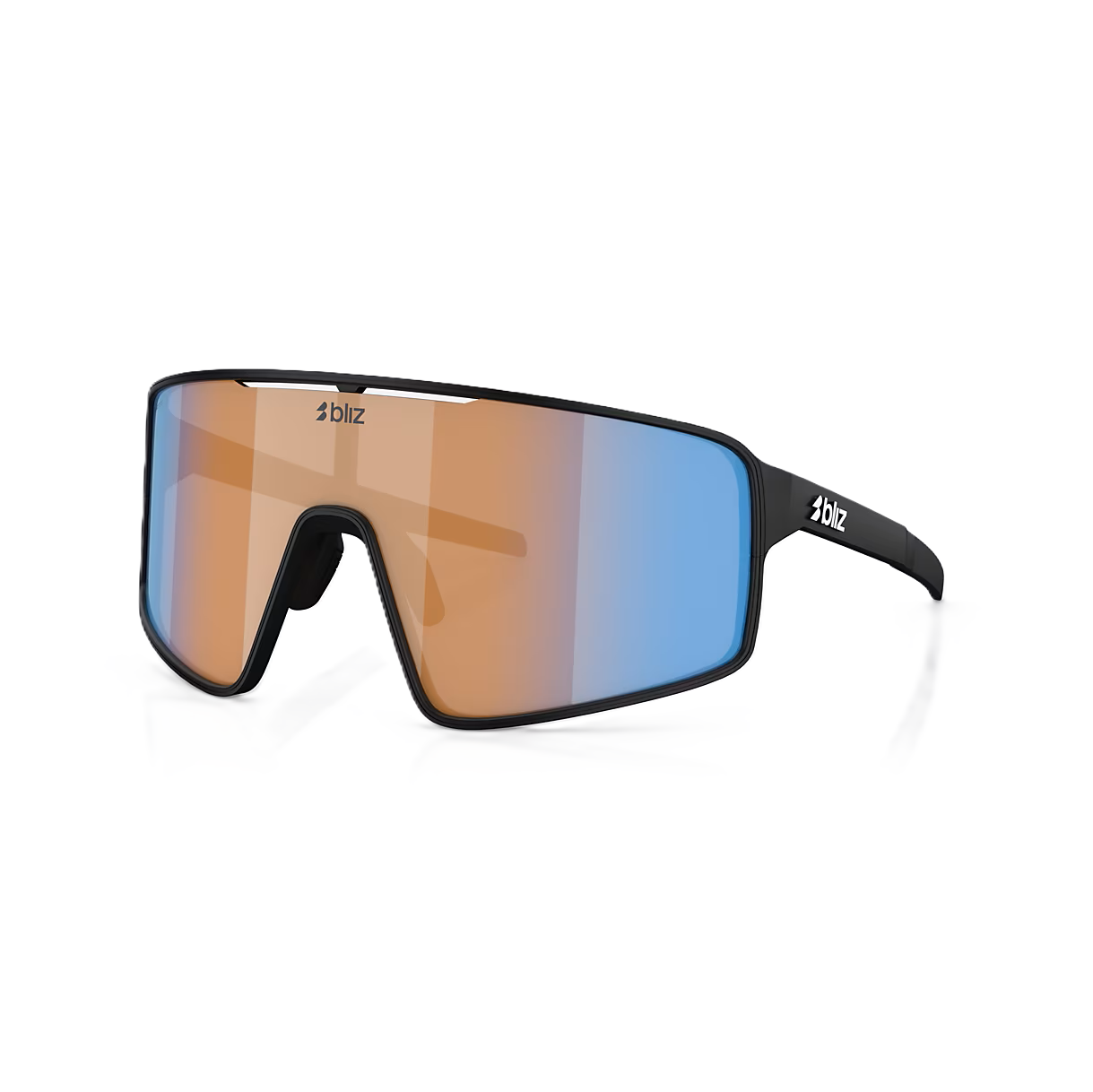 Brille BLIZ P001 S Schwarz Matt Glas Coral/Orange Blau Irdium