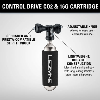 Percuteur CO2 LEZYNE CONTROL DRIVE + Cartouche CO2 Filetée Rouge
