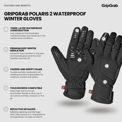 GRIPGRAB Polaris 2 wasserdichte Winterhandschuhe Schwarz