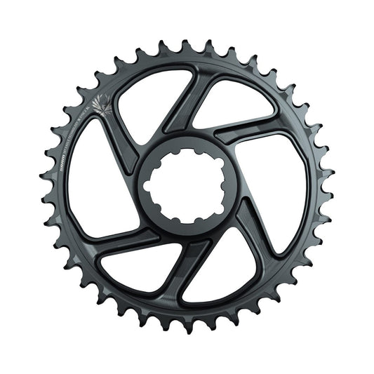 Einfach-Kettenblatt SRAM EAGLE X-SYNC 2 SL 12-fach Direct Mount, 6 mm Versatz, Mondgrau — Kettenblatt auf weißem Hintergrund