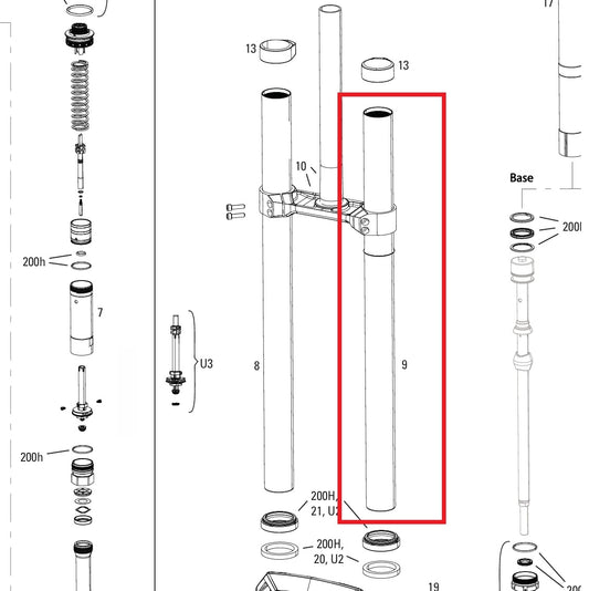 Plongueur Gauche ROCKSHOX 38mm BOXXER D1+(2024+) Noir