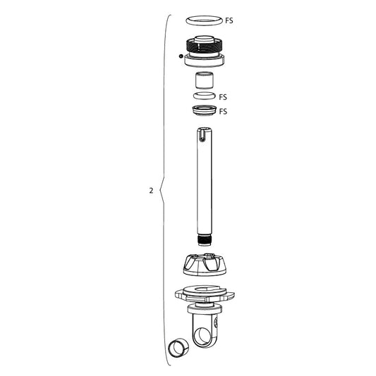 ROCKSHOX Dämpferaugen-/Kolbenstangen-/Dichtungskopf-Baugruppe mit 90°-Zugstufeneinstellung, 240 × 76 mm, Medium, für VIVID #11.4118.021.010
