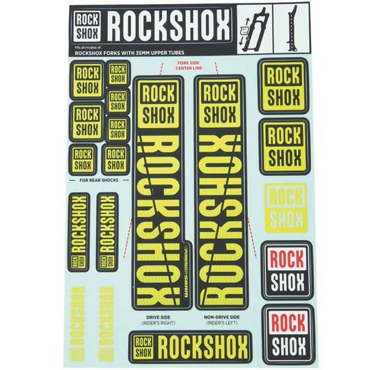 Gabelaufkleber-Set ROCKSHOX 35 mm MY18 für PIKE/LYRIK/YARI/DOMAIN/REVELATION, Gelb #11.4318.003.507