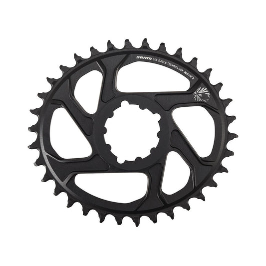 Ovales Einfach-Kettenblatt SRAM EAGLE X-SYNC2 12-fach Direct Mount, 6 mm Versatz — Kettenblatt auf weißem Hintergrund