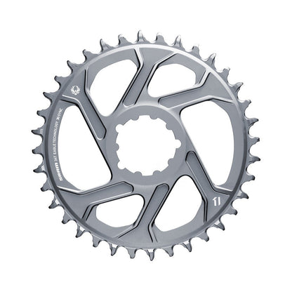 Plateau Mono SRAM  EAGLE X-SYNC 2 BOOST 11/12V Direct Mount Offset 3mm Gris — vue du plateau sur fond blanc