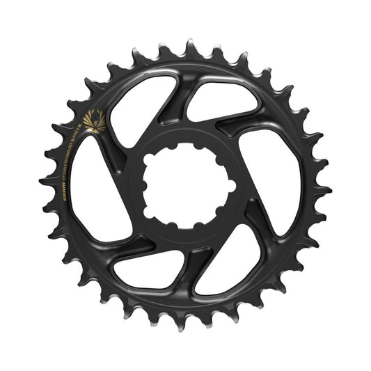 Plateau Mono SRAM EAGLE X-SYNC 2 SL BOOST 12V Direct Mount Offset 3mm Noir/Or — vue du plateau sur fond blanc