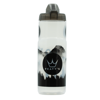 Trinkflasche und Flaschenhalter-Set PEATY'S X FIDLOCK Mountains (600ml) Transparent