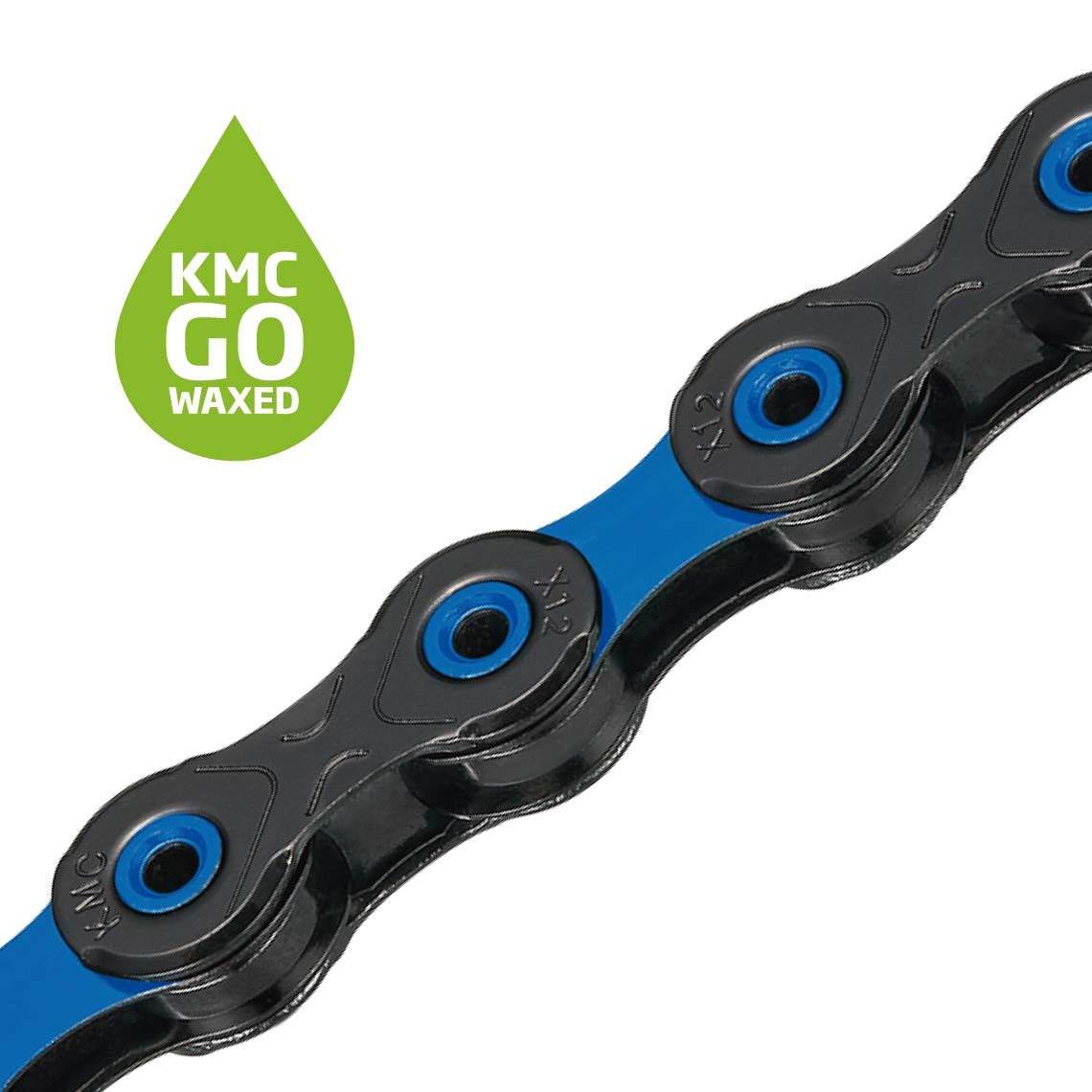 12V KMC DLC12 Waxed Kette Schwarz/Blau gewachst