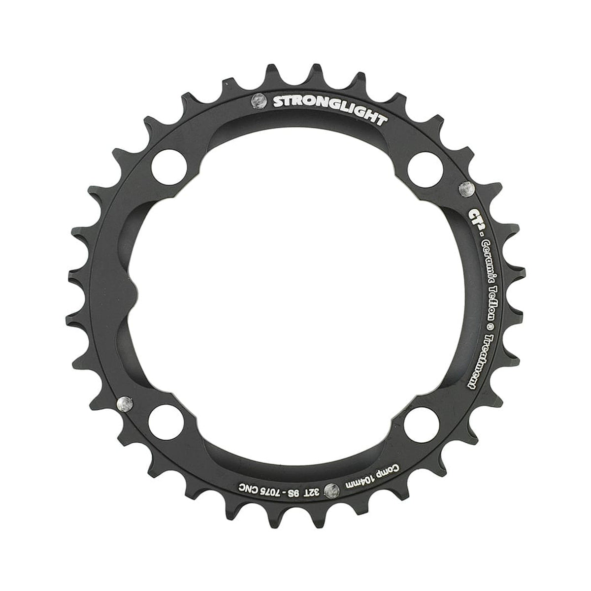 Mittleres Kettenblatt STRONGLIGHT CT² 9-fach, 4-Loch, 104 mm — Kettenblatt auf weißem Hintergrund