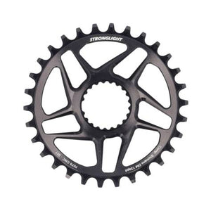 Einfach-Kettenblatt STRONGLIGHT 12-fach Shimano Direct Mount Schwarz — Kettenblatt auf weißem Hintergrund