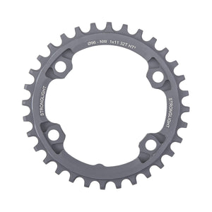 Einfach-Kettenblatt STRONGLIGHT HT3 SCHMAL-BREIT Shimano XTR M9000/M9020/XT M8000 11-fach, 4-Loch, 96 mm — Kettenblatt auf weißem Hintergrund