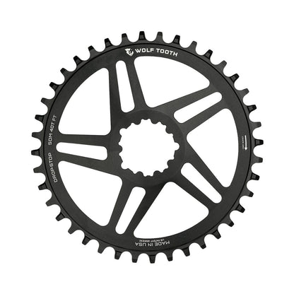 Plateau Mono WOLF TOOTH 10/11/12V Sram Direct Mount Offset 6mm Noir — vue du plateau sur fond blanc