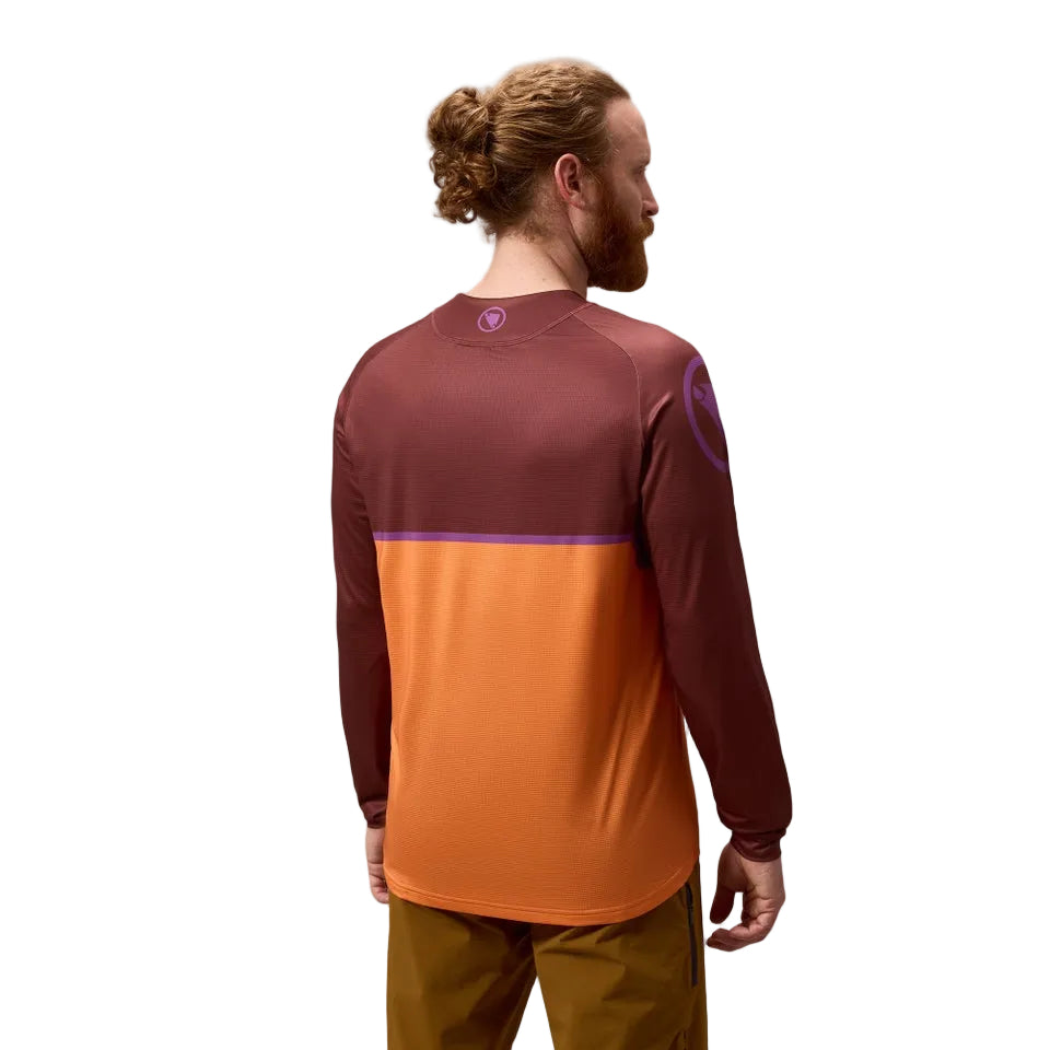 Maillot  ENDURA SINGLETRACK CORE PRINTED Manches Longues End Orange