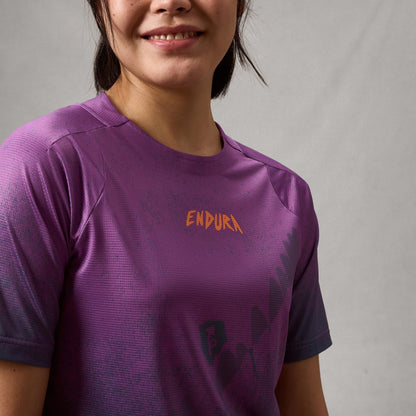 Trikot ENDURA SINGLETRACK PRINT Kurzarm Damen End Purple