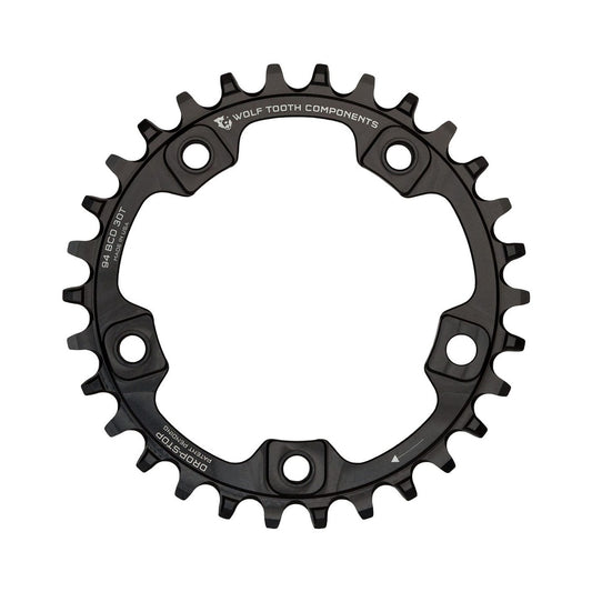 Plateau Mono WOLF TOOTH 94 BCD 9/10/11/12V 5 Trous 94mm Noir — vue du plateau sur fond blanc