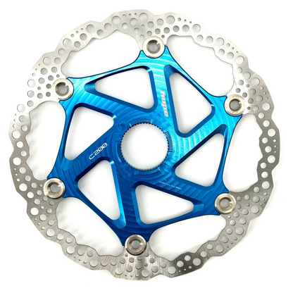 Schwimmend gelagerte HOPE Centerlock-Bremsscheibe Blau