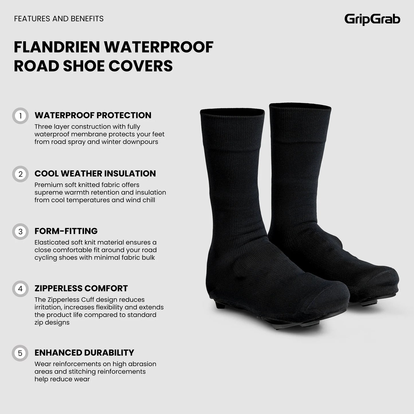 Couvre-Chaussures GRIPGRAB FLANDRIEN WATERPROOF Noir